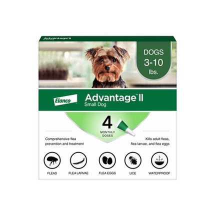 Advantage II Small Dogs 3-10 lbs.|Vet-Recommended Flea Treatment & Prevention|4-Month Supply