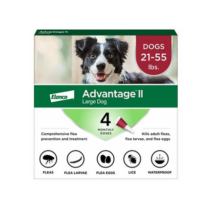 4 Month Advantage II Flea Control Red (For Dogs 21-55 Lbs)
