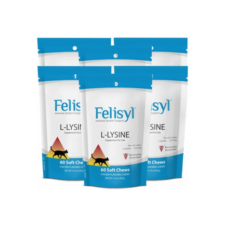 6-PACK Felisyl L-Lysine for Cats Immune System Support (360 Soft Chews)