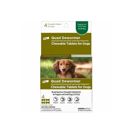 Quad Dewormer for Puppies & Small Dogs (2-25 lbs) - 4 Chewable Tablets