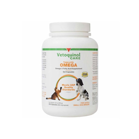 Vetoquinol Care Triglyceride Omega Supplement for Small Dogs & Cats (250 Capsules)