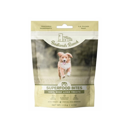 Badlands Ranch Superfood Bites Air Dried Premium Beef Liver Treats for Dogs (4 oz)