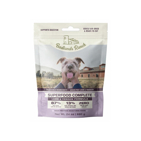 Badlands Ranch Superfood Complete Premium Air Dried Lamb & Venison Dog Food (24 oz)