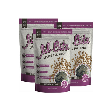 Lil' Bitz Chicken & Liver Training Treats for Cats 3-Pack (9 oz)