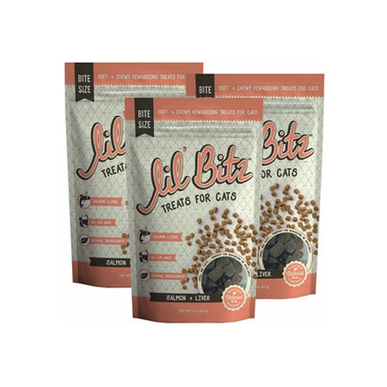 Lil' Bitz Salmon & Liver Training Treats for Cats 3-Pack (9 oz)