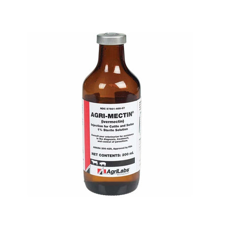 Agri-Mectin (Ivermectin) 1% Sterile Solution Injection for Cattle and Swine, 200ML