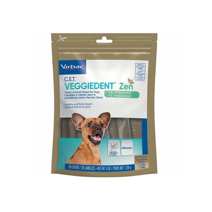 Virbac C.E.T. VeggieDent Zen Dental Chews for X-Small Dogs, under 11 lbs, 30 count