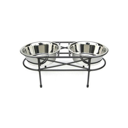 Mesh Elevated Double Dog Bowl - Small/White