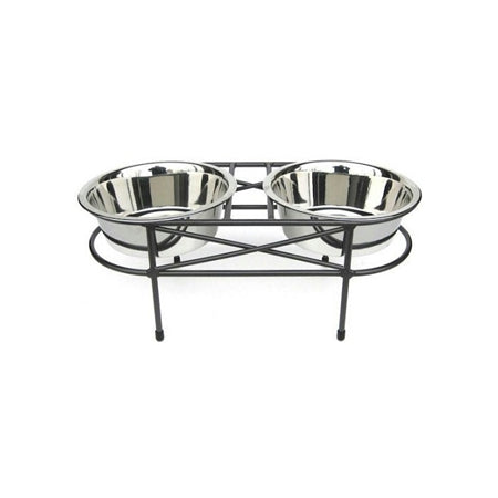 Mesh Elevated Double Dog Bowl - Medium/White