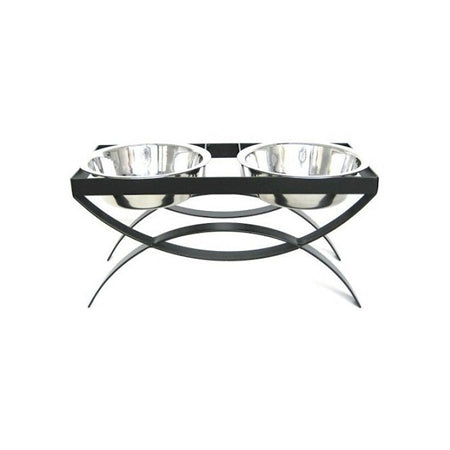 SeeSaw Double Elevated Dog Bowl - Medium/Black