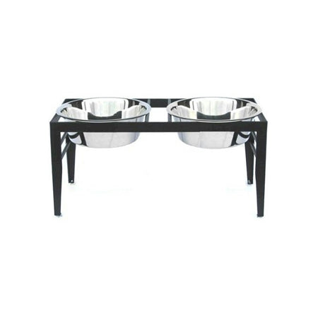 Chariot Double Elevated Dog Bowl - Small/Black