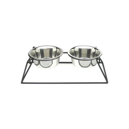 Pyramid Elevated Double Dog Feeder - Extra Large/Black