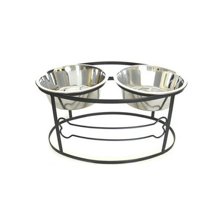 Bone Raised Double Dog Bowl - Small/Black