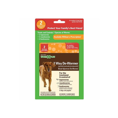 Sentry HC WormX Plus 7 Way De-Wormer - Medium & Large Dogs over 25 lbs (2 count)