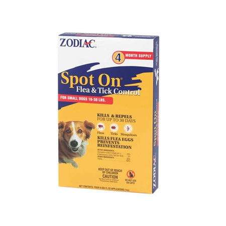 Zodiac Spot on Flea & Tick Control for Small Dogs 16-30 Lbs (4 Pack)
