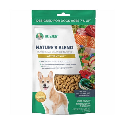 Dr. Marty Nature's Blend Freeze Dried Raw Dog Food for Senior Dogs Active Vitality, 6 oz.