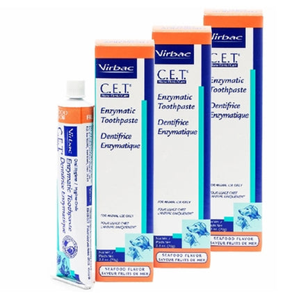 Virbac CET Toothpaste for Dogs & Cats 2.5 oz (70 gm) - Seafood 3-PACK