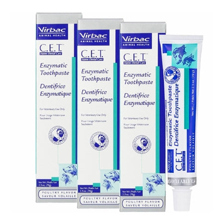 Virbac CET Toothpaste for Dogs & Cats 2.5 oz (70 gm) - Poultry 3-PACK