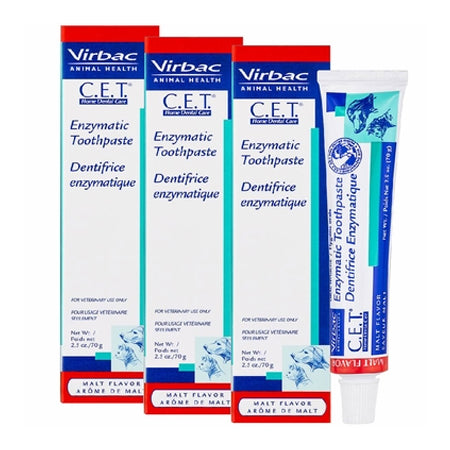 Virbac CET Toothpaste for Dogs & Cats 2.5 oz (70 gm) - Malt 3-PACK